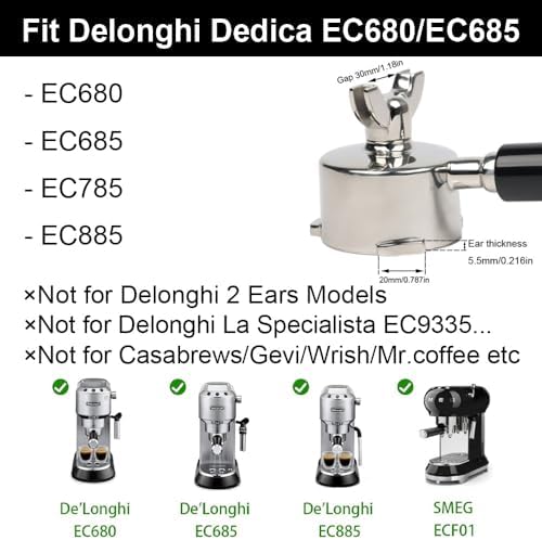 51mm Portafilter 3 Ears with Double Spout for Delonghi Dedica EC680/685 - Image 2