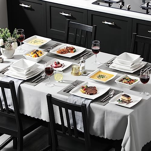 MALACASA 30 Piece Porcelain Dinnerware Set, Square Plates and Bowls for 6 - Image 6