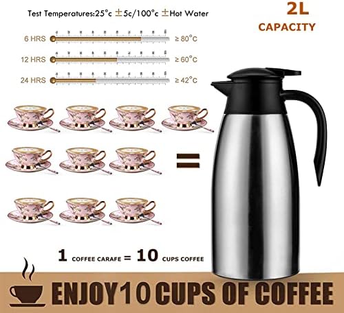 6 sets 70 oz Thermal Coffee Carafe for keeping hot, Carafe for hot liquid, Airpot Insulated Stainless Steel Vacuum Thermal Pot for Coffee, Hot Water,Keep Hot 12 Hours (4silver) - Image 3