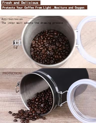 Walktosun Stainless Steel Food Container with Clear Lids Airtight Container Stackable Small Canisters Kitchen Pantry Storage for Cereal, Snacks, Candy, Herbs, Spices, Sugar, Tea (1.8L Dark Black-2) - Image 6