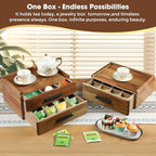 Acacia Wood Tea Bag Organizer with Gift Box, Double-Drawer Tea Box - Tea Accessories for Tea Organizer and Storage Box, Tea Station Chest Caddy for Countertop Cabinet Office(21-Compartment) - Image 6