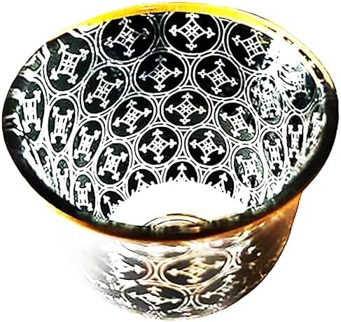 Chandler Espresso Turkish Arabica Coffee Cup Assorted Design Available from Brand 70ml 2.5oz Set of 6 Cups with Gift Box (Glass, Black Circles Decal Made from Glass A) - Image 4