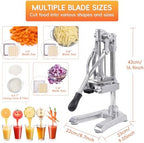 2-in-1 Commercial Manual Juicer & French Fry Cutter, Heavy Duty Cast Aluminum Citrus Press and Vegetable Chopper with 1/4", 3/8" & 1/2" Stainless Steel Blades for Potato, Orange & Lemon - Image 3