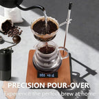 Pour Over Stand with Cherry Wood Base & Stainless Steel 360° Adjustable Coffee Filter Holder - Coffee Dripper Station for V60, Chemex & Glass Funnels - Home Barista Brew Station(Stand Only) - Image 3