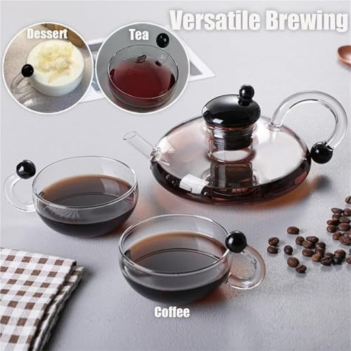 Glass Teapot Set with Removable Infuser Heat Resistant Loose Leaf Tea Pot for Loose Tea Coffee Herbal Tea(Transparent) - Image 3