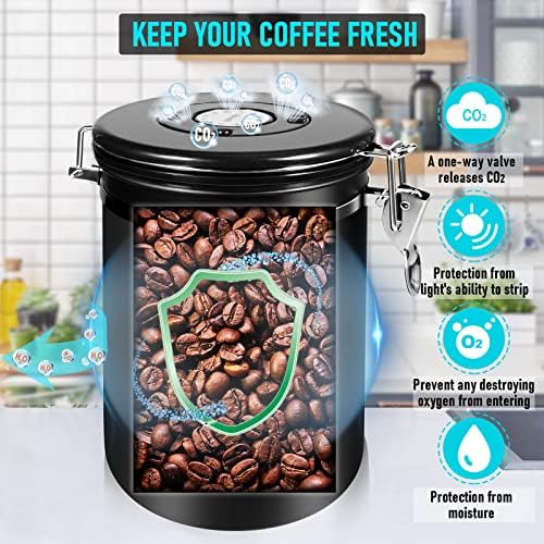 BISNIE 39OZ Coffee Canister, Coffee Container Airtight for Ground and Bean - Image 3