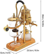 400ML Coffee Maker Belgian Luxury Royal Family Balance Syphon Coffee Maker Belgium Siphon Brewer Elegant Design Retro-Style Gravity Vintage Coffee Maker Vacuum Brewing System Copper - Image 3