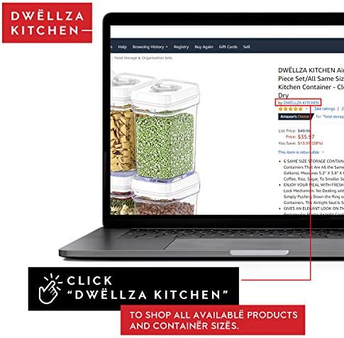 DWËLLZA KITCHEN Airtight Food Storage Containers with White Lids 1.7L - 4 Pc Air Tight Pantry Storage Containers Clear Kitchen Organization and Storage Set BPA-Free - Keeps your Food Fresh & Dry - Image 6