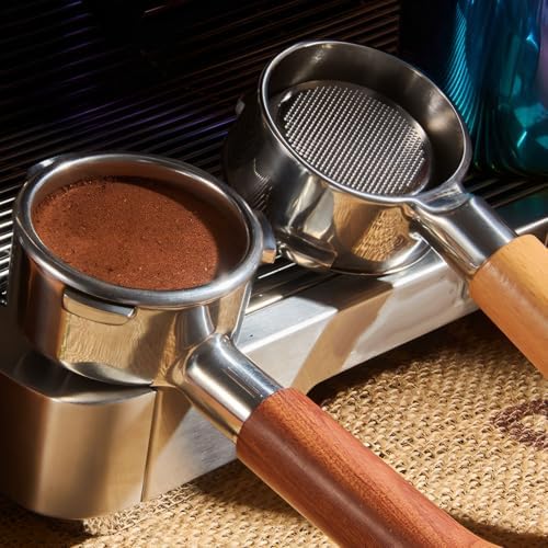 54mm Bottomless Portafilter for Breville 8 Series, Brown Handle - Image 4