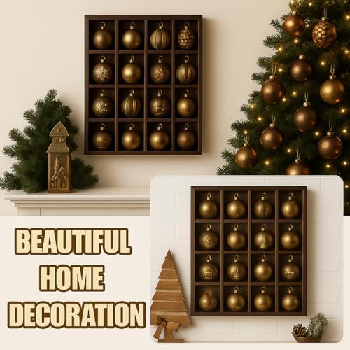 Cinnvoice Christmas Ornament Displays Rack, Brown, 16 Compartment - Image 5