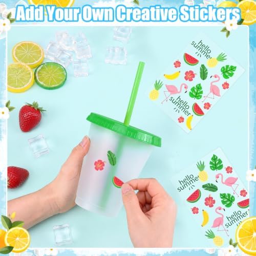 24 Pcs Plastic Tumblers with Lids and Straws, Reusable Cups with Lids Plastic Colorful Cups for Party Birthday, Iced Coffee Cup Travel Mug Cold Drink Cups Tumblers Bulk (16 oz, Clear Color) - Image 4