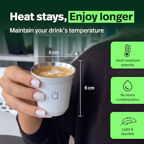 Kalmateh Heat Resistant Espresso Cups Set of 4 – Double Wall Insulated Stainless Steel Espresso Cup Set – Unbreakable 2.7oz / 80ml Demitasse Coffee Cups - Image 3
