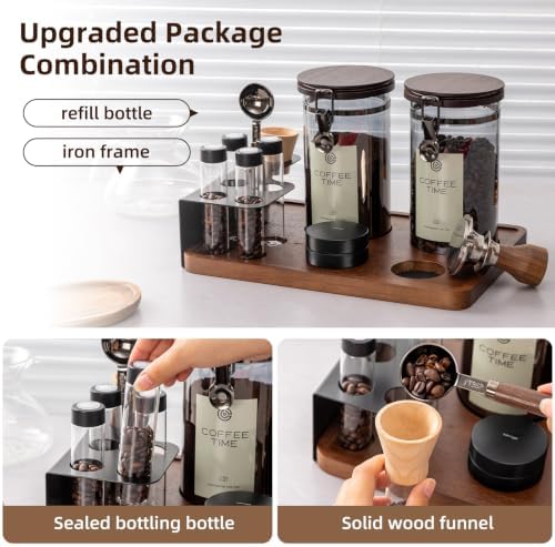 Light Blocking Glass Coffee Canister Set with Degassing Valve & Measuring Scoop for Coffee & Dry Food Storage - Image 4