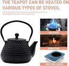 20.3oz Small Cast Iron Teapot, SECHUDO Cast Iron Tea Kettle for Stovetop Safe Coated with Enameled Interior, Cast Iron Tea Pot with Stainless Steel Infuser for Loose Tea (Black Honeycomb Pattern) - Image 2