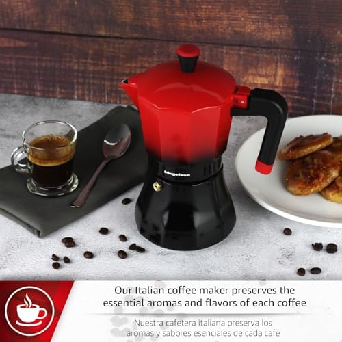 Magefesa Tradicional 6-Cup Stovetop Espresso Maker – Italian Moka Pot – Induction Compatible – Stainless Steel & Aluminum – Cool-Touch Handle – Eco-Friendly Coffee Brewer - Image 4