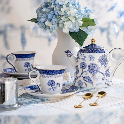 KAMMAK Tea Set for Adults, Tea Pot and Cup Set, Royal Blue - Image 5