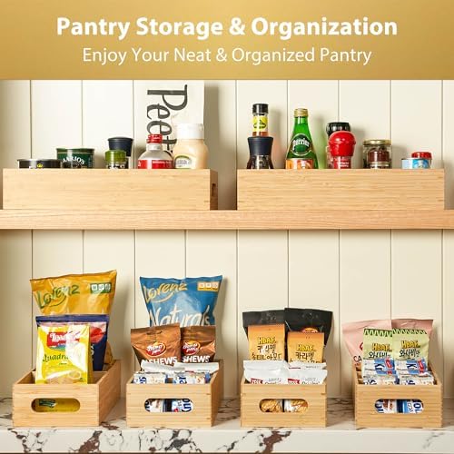 Umilife Bamboo Pantry Organizer for Snack, Seasoning Pouch, Teabag (2 Pack) - Image 2