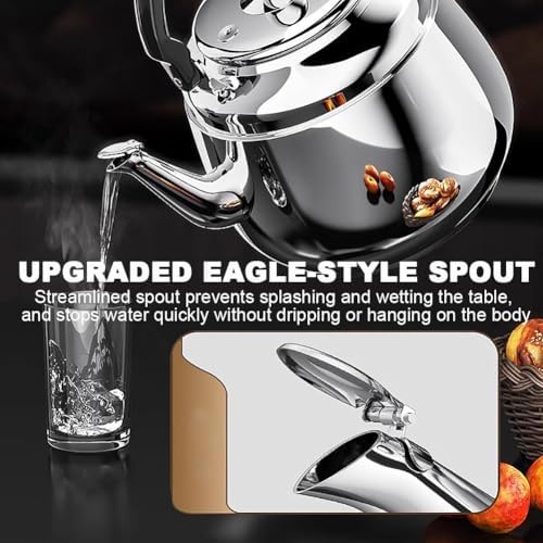 304 Stainless Steel Teapot, Portable Kettle for Stovetop, Stainless Steel Tea Infuser Whistling Kettle, 4/5/6L Cold Water Kettle with Lid and Anti-Scalding Handle,5l - Image 3