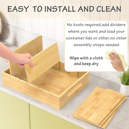 Retro Shaw Lid Organizer for Plastic Lids, with 5 Adjustable Dividers - Image 4