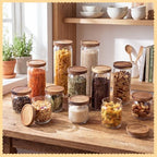 SiliFine Glass Pantry Storage Jar with Lid, 12 Set, Wood Lid - Image 6