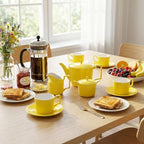 Yellow Tea Set with Teapot, Cups, Sugar & Creamer Set, Tea Party - Image 5