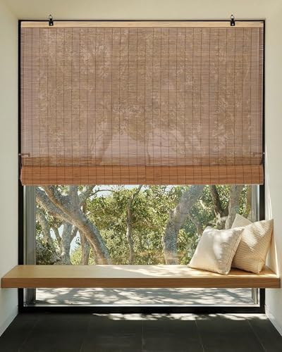 36" W x 72" H Cordless Bamboo Roller Shades for Interior, Camel by Chryeiiu