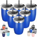VEGOND Stainless Steel 12 oz Tumblers bulk Vacuum Insulated Double Wall Travel Tumbler with Lid and Straw Reusable Tumbler, Royal Blue 6 pack by VEGOND