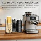 Coffee Cup Holder,18oz Cup and Lid Organizer, Cup Dispenser Rack with Wood Base, Suitable for Countertop Use, Kitchen, Coffee Bar，Storing Paper Cups, Straws, Lids, Tea Bags(3-Compartment) - Image 3