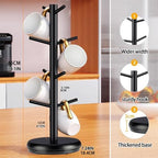 360° Rotating Mug Holder - 8 Hooks Wooden Tree | Countertop Storage - Image 6