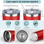 20oz Tumbler with Straw and Brush, Stainless Steel Vacuum Insulated tumbler, Double Wall Insulated Coffee Tumbler for Outdoor, Home, Travel,Office (Bright Red,4pcs) - Image 3