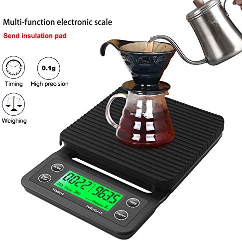 Coffee Scale with Timer, High Accuracy Kitchen Digital Food Scale LCD Display with Tare Function for Baking and Cooking Wine Red 5kg/0.1g - Image 3
