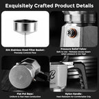 Bincoo Triple Valve Moka Pot 2 Cups - 316 Stainless Steel Stovetop Espresso Maker, Heavy Duty Italian Coffee Pot for Home Barista,Rich Crema - Image 6