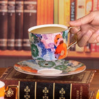 KAMMAK Tea Cups and Saucers Set of 2, Fine Bone China Coffee Cups, 569N - Image 2