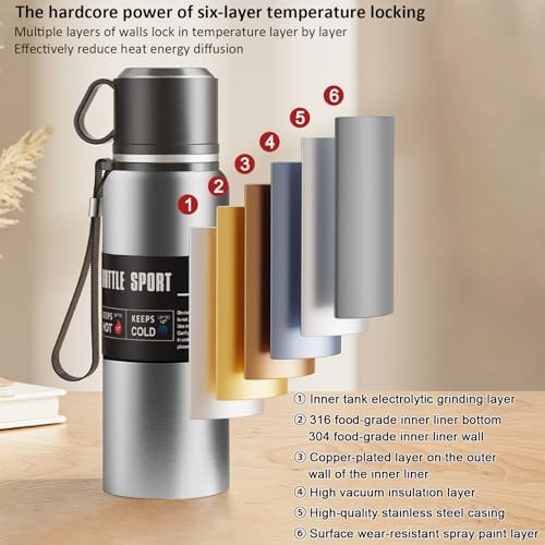 Double wall vacuum Leakproof stainless steel wide mouth insulated water bottle;tea tumbler with infuser,cup,lid;smart thermoses hot coffee;thermal flask ice drinks with led digital temperature display - Image 5