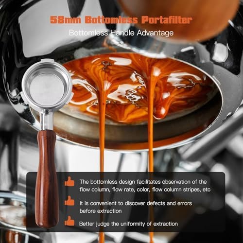 58mm Bottomless Portafilter with 3 Ears, Professional Espresso Portafilter with Filter Basket and Puck Screen, Compatible for CASABREWS Ultra/5700 Series/4700Gense/Neutron Pro - Image 6