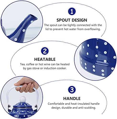 1Pc Enamel Kettle Stainless Steel Heating Water Kettle Stovetop Whistle Glass Tea Infuser Teapot with Infuser Teapots Whistling Stovetop Ceramic Flower Teapot South Ameri, - Image 3