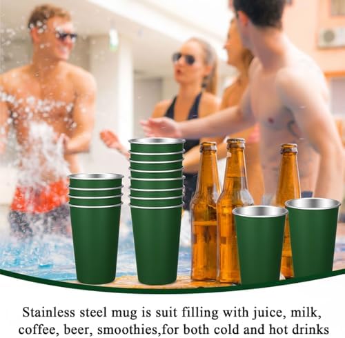 Mimorou 20 Pack 16 oz Stainless Steel Cups Metal Cup, Dark Green - Image 5