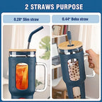 WINSA 50 oz Glass Water Bottles with Silicone Sleeve & 46 oz Glass Tumbler with Lid and Straw Bundle - Image 6