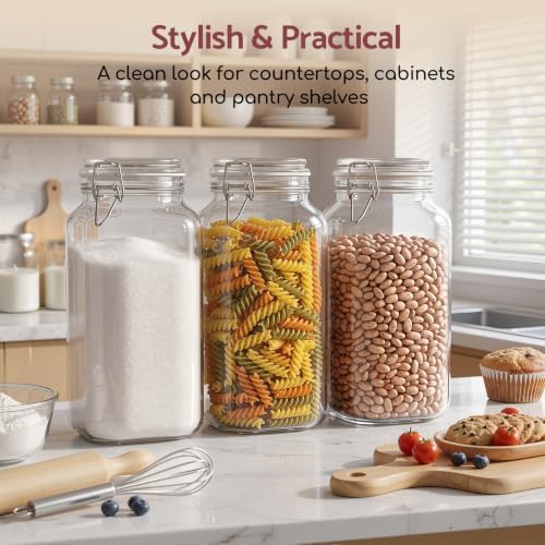 JunVpic 78oz Glass Jars with Airtight Lid, 3 Pack Flour Sugar Containers - Image 6