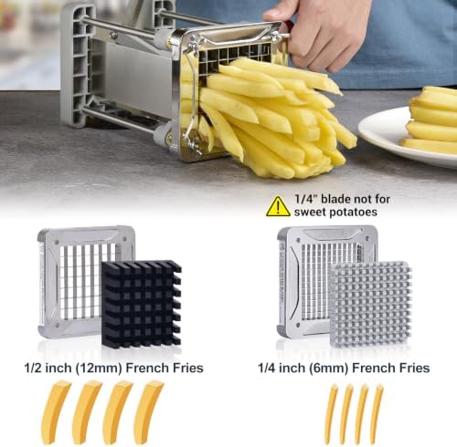 French Fry Cutter, Sopito Professional Potato Cutter Stainless Steel with 1/2-Inch and 1/4-Inch Blade Great for Potatoes Carrots Cucumbers - Image 5