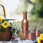CHILLOUT LIFE 12 oz Stainless Steel Wine Tumblers 2 Pack & 1 Insulated Wine Bottle - Double Wall Vacuum Insulated Wine Glasses Cups with Lids and Straws Set Keeping Cold & Hot Gift Set - Rose Gold - Image 5