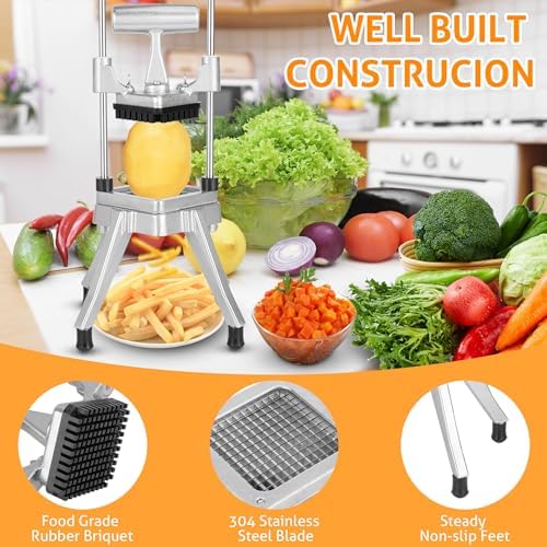 WICHEMI Commercial Vegetable Chopper Fruit Dicer Stainless Food Cutter 1/4" - Image 3