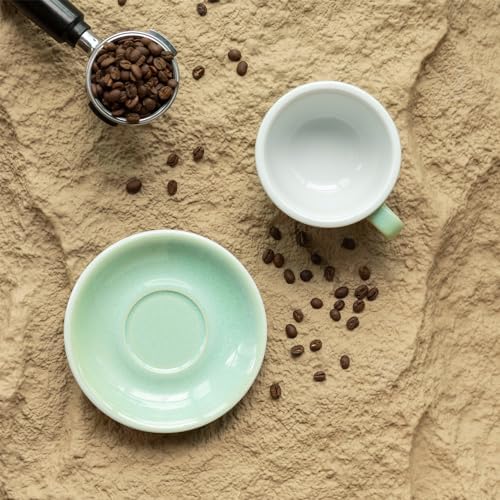 Loveramics Coffee Cup Ceramic, 10 oz Latte Art Cup with Saucer for Cappuccino, Tea, Espresso, Thick - walled stoneware Cappuccino mug Set for Cafe and Barista - Potters Colours (Basil, 10OZ) - Image 5