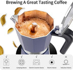 Mongdio Stovetop Espresso Maker Moka Pot, Stove Top Cuban Coffee Maker, Italian Greca Mocha Pot, 12 Espresso Cups, 20 oz - Blue - Image 4
