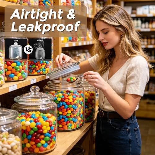 Masthome 1 Gallon Glass Jar with Lid,Wide Mouth Cookie Jar for Pantry - Image 6