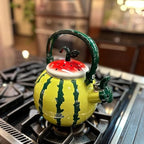 UPware Enamel on Steel Whistling Tea Kettle, Stovetop Teakettle (1.6 Quart, Watermelon) - Image 2