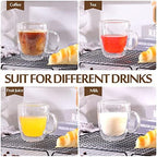 Gerrii Espresso Cups Double Walled Espresso Shot Glass with Handle Cups Insulated Clear Small Shot Glasses for Cappuccino Latte Hot Beverage (12 oz,Flat Bottom,8 Pcs) - Image 5