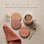 Red Travertine Coasters Set of 8, 3.9"Round Stone Drink Coasters, Cork Base - Image 4