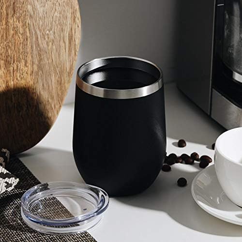 MEWAY 12oz/12 Pack Wine Tumbler Glasses with Lid -Double Wall Vacuum Stainless Steel Travel Tumbler Mug,Stemless Insulated Wine Cup for,Coffee,Cocktails,Gifts (Black,Set of 12) - Image 6