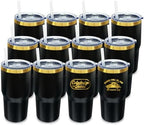 20 oz Tumbler Bulk Stainless Steel Tumblers with Lids and Straws Black by MetalyaTumblers